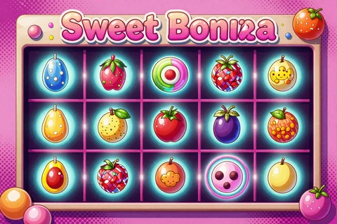 Sweet Bonanza Candy Slot im Manga Anime Stil mit bunten S&uuml;&szlig;igkeiten